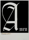 Ed Ruscha and Raymond Pettibon, Amen 2009, 2009, lithograph with hand-painted text