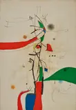 Joan Miró, Demi-mondaine à sa Fenêtre 1975, 1975, etching and aquatint with colour wash
