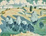 Kenneth Robertson Macqueen, Hillside and Cloud, watercolour on paper
