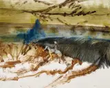 Kelly on Horse c1962 by Sidney Nolan, c1962, oil on paper, offered Jun 2022