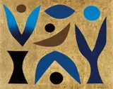 John Coburn, Blue and Gold II, oil and gold leaf on canvas on board