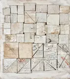 Rosalie Gascoigne, City Block 1996, 1996, sawn, painted and stencilled plywood on board