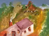 Homestead 1977 by Sidney Nolan, 1977, oil on board, offered Jun 2022