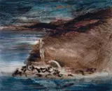 Leda and the Swan by Sidney Nolan, oil on paper, offered Jun 2022
