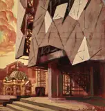 Rick Amor, Federation Square with Flinders Street Station 2001