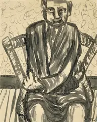 Joy Hester, Man in Chair, ink on paper