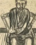 Joy Hester, Man in Chair, ink on paper