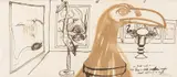 Brett Whiteley, Sketch for Blue and White Porcelain Eagle 1978-79, 1978-79, ink and wash on paper