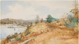 John Campbell, View of Double Bay 1895, 1895, watercolour and gouache on paper on board