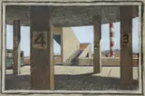 Jeffrey Smart, First Study for Morning Jogger in Parking Garage, Adelaide 1987