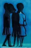 Friends by Charles Blackman, oil on paper on board, sold Mar 2022