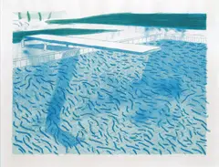 David Hockney, Lithograph of Water Made of Thick and Thin Lines and Two Light Blue Washes 1978-80, 1978-80, lithograph