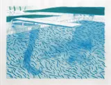 David Hockney, Lithograph of Water Made of Thick and Thin Lines and Two Light Blue Washes 1978-80, 1978-80, lithograph