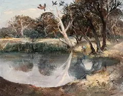 Arthur Boyd, Eltham Dam 1959, 1959, oil on canvas on board