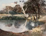 Arthur Boyd, Eltham Dam 1959, 1959, oil on canvas on board