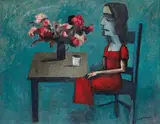 Charles Blackman, Barbara at the Table c1956, c1956, oil on board