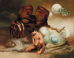 James Gleeson, Rite of Passage 1981, 1981, oil on board