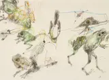 John Olsen, Jumping Frogs 1983, 1983, charcoal and pastel on paper