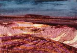 Central Australian Landscape 1967 by Sidney Nolan, 1967, oil on paper on board, sold Mar 2022