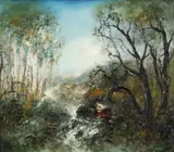 David Boyd, The Flight of the Cockatoo, oil on board
