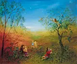 David Boyd, The Orchard Angels, oil on board