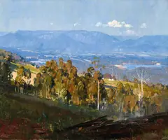 Arthur Streeton, Pale Blue and Gold 1933, 1933, oil on canvas