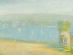 Lloyd Rees, Boats in the Bay 1982, 1982, oil on canvas