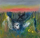 Arthur Boyd, Fallen Nebuchadnezzar and Black Crow 1968, 1968, oil on canvas