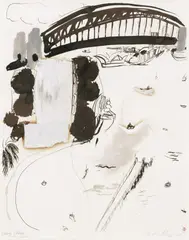 Brett Whiteley, Harry's Building - Sydney Harbour 1976, 1976, etching, ink and oil on paper