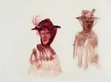 Ladies with Hats c1961 by Sidney Nolan, c1961, fabric dye on card, offered Dec 2021
