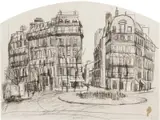 Brett Whiteley, Place de Victor Hugo c1984, c1984, brush and black ink on paper