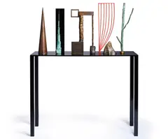 Peter D. Cole, Untitled 1990, 1990, bronze and steel objects (7) on painted aluminium table