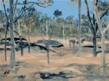 Ray Crooke, Landscape, Laura, Queensland, oil on canvas on board