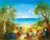 David Boyd, Children by the Seaside, oil on board