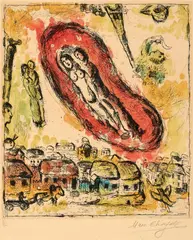 Marc Chagall, Le Nuage aux Amoureux 1968, 1968, etching and aquatint