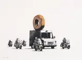 Donuts (Chocolate) 2009 by Banksy, 2009, colour screenprint, sold Jun 2021