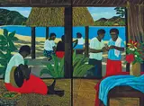 Ray Crooke, The Concert, Waya, oil on linen (diptych)
