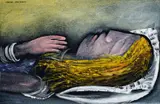 Sleeping Alice by Charles Blackman, oil on paper on board, sold Jun 2021