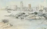 Lloyd Rees, Blackwattle Bay 1965, 1965, pencil and watercolour on paper