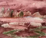 Sidney Nolan, Landscape with Boat 1967, 1967, ripolin and pastel on paper