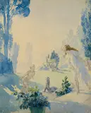 Norman Lindsay, Blue Nymphs, watercolour on paper
