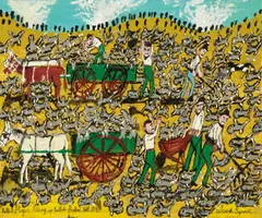 Sam Byrne, Rabbit Plague Raking Up Rabbits Broken Hill 1893, 1893, oil on board