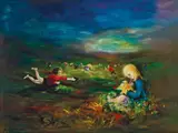 David Boyd, War Games and Ragdoll 1968, 1968, oil on board