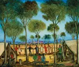 Race Meeting by Pro Hart, oil on board, sold Jun 2021