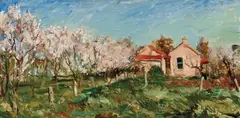 Ivor Hele, Almond Blossom, Aldinga 1964, 1964, oil on board