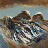 Glacier, Antarctica 1964 by Sidney Nolan, 1964, oil on board, sold Mar 2021