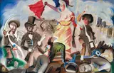 Charles Blackman, Liberty Leading the People (after Delacroix 1830) 1993, 1993, charcoal and pastel on paper on canvas