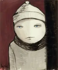 Joy Hester, Untitled (Child with Hat and Scarf) c1955, c1955, brush and ink, watercolour on paper