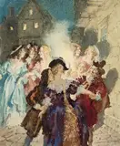 Norman Lindsay, Midnight Revellers, watercolour on paper