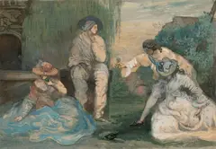 Charles Conder, Untitled (Figures on a Terrace) 1900, 1900, watercolour on silk